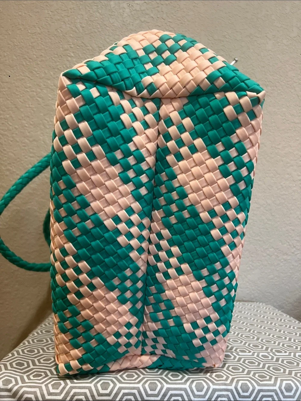 Wildfox Vert/Green (teal/peach)Woven Tote Bag
